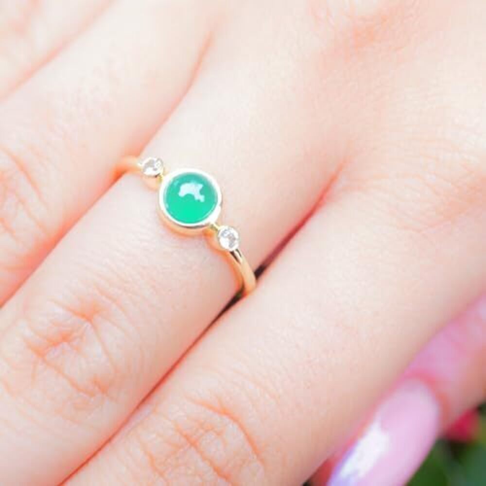 8813 18K Gold Plated 925 Sterling Silver Gemstone Ring , Round Shape - Picture 2 of 7